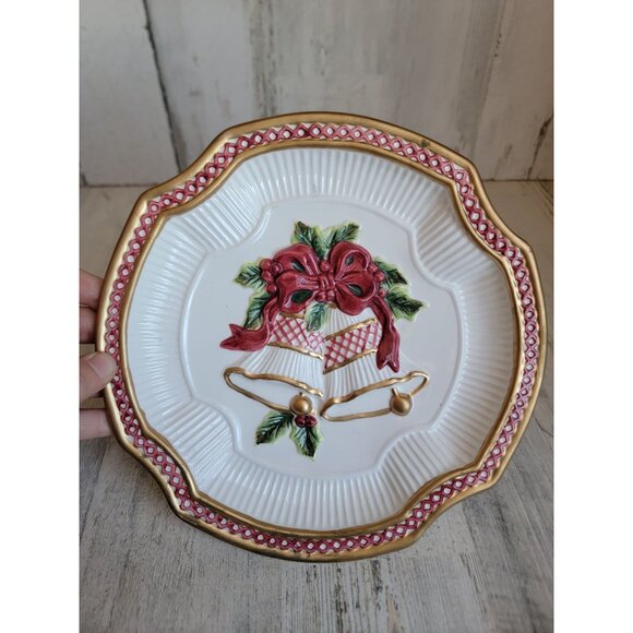Fitz Floyd holiday bell canape plate‎ vintage xmas ceramic - Picture 2 of 5